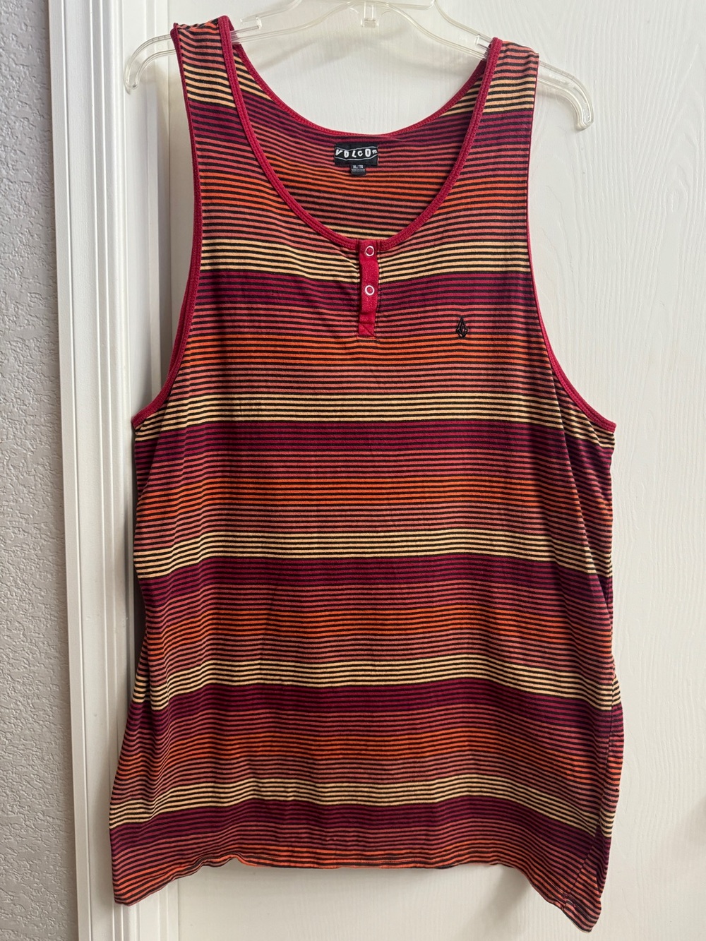 Volcom Multicolor Striped Henley Tank Top